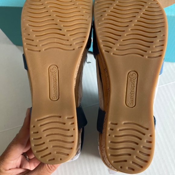 Baretraps Sz 6 M Ciara Blue Wedge Cork Heel Sandals Open Toe Straps - Picture 7 of 8